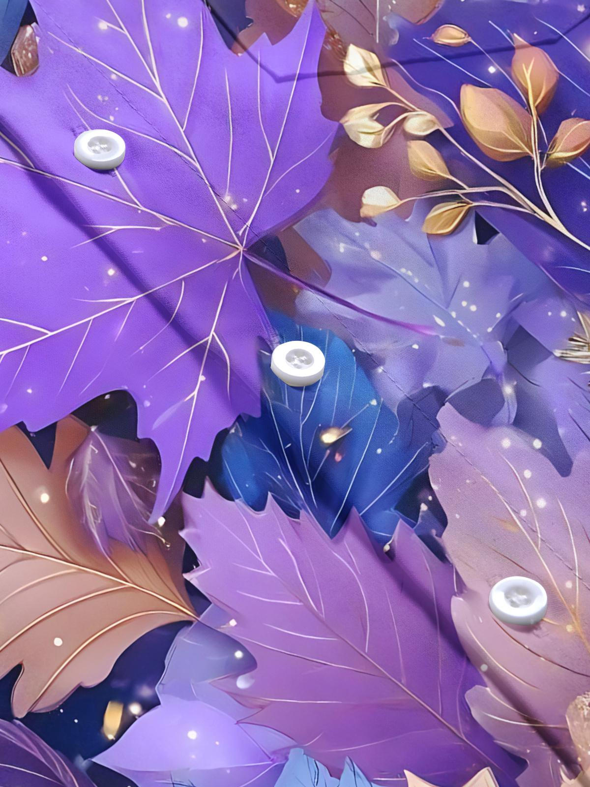 Leaf Print Men's Pocket Long Sleeve Shirts