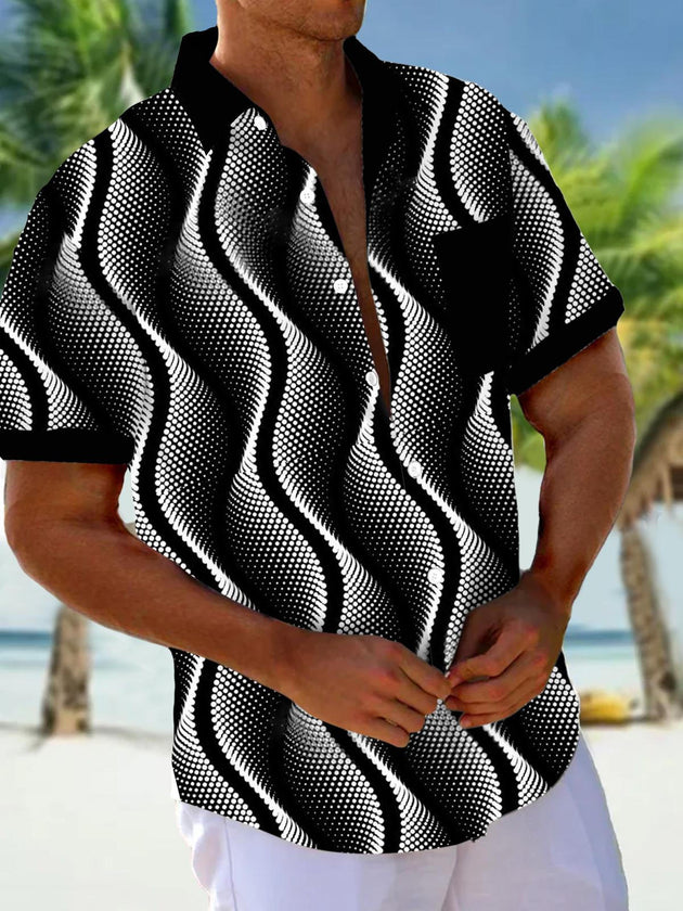 men's geometric print shirt front view