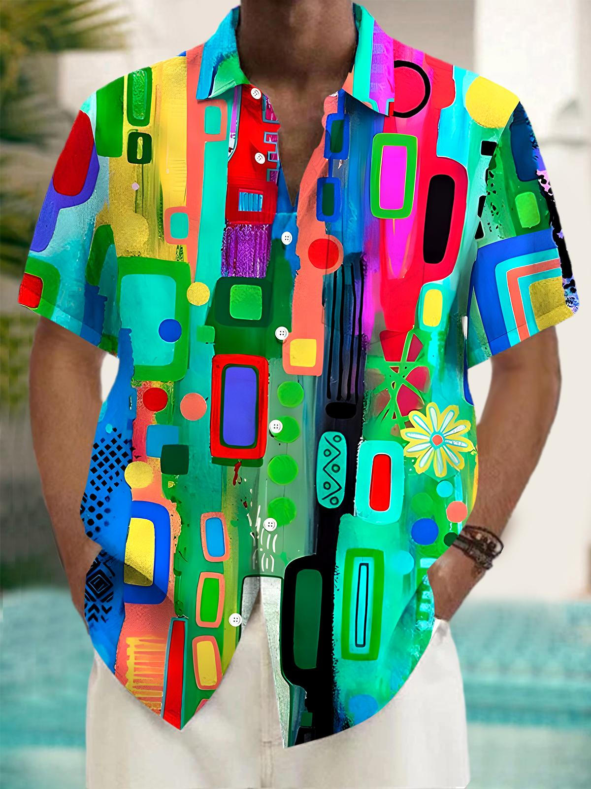 Geometry Men's Pocket Short Sleeve Shirts