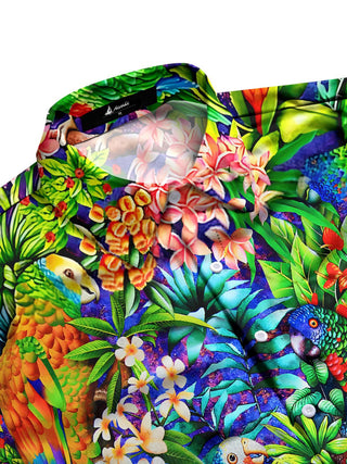 men's Hawaiian short sleeve flat lay shirt