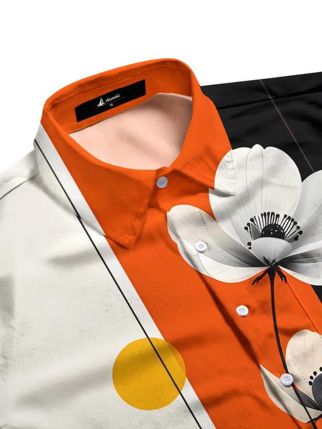 men's floral short sleeve flat lay shirt