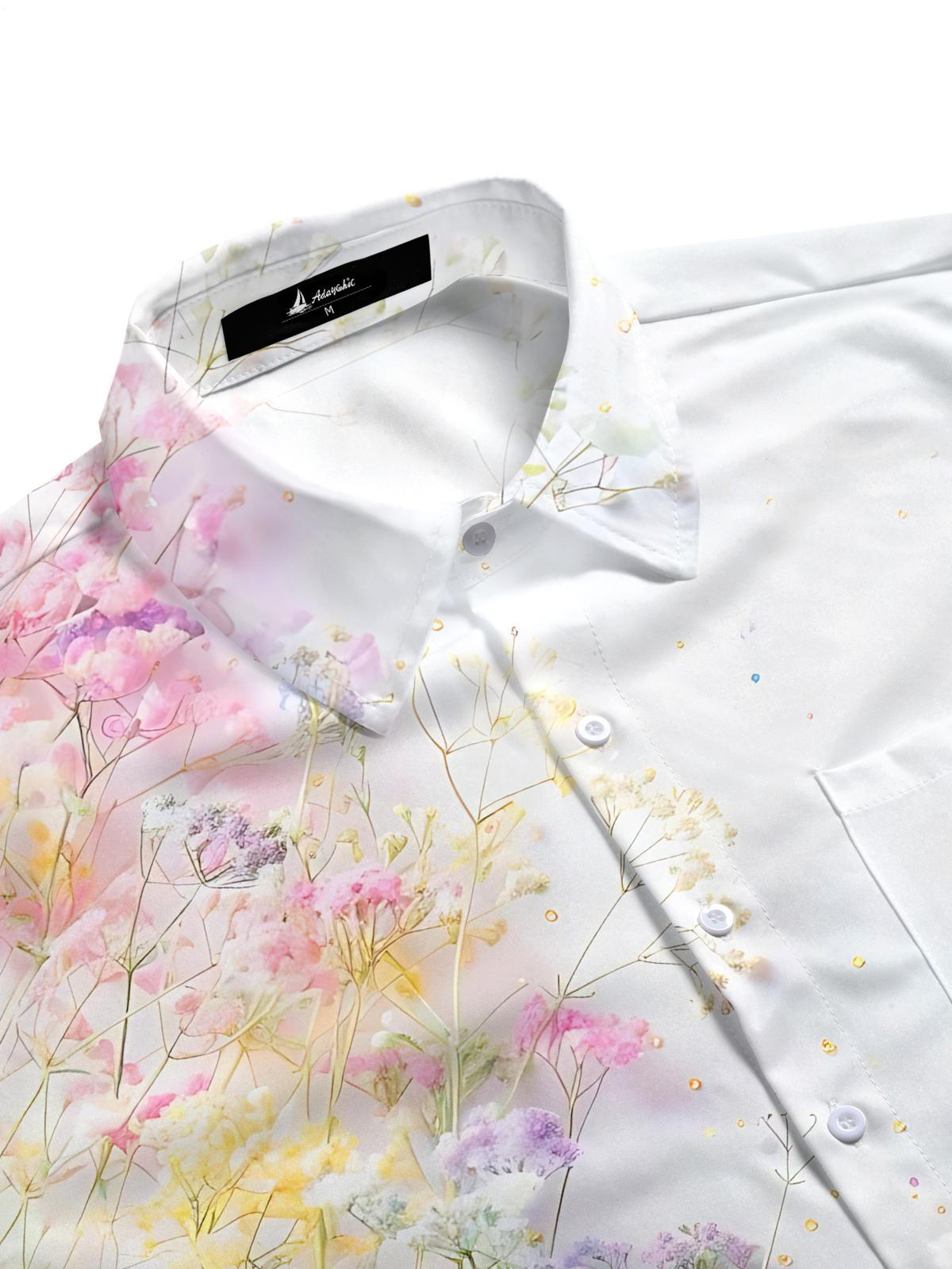 Floral Print Men's Pocket Short Sleeve Shirts