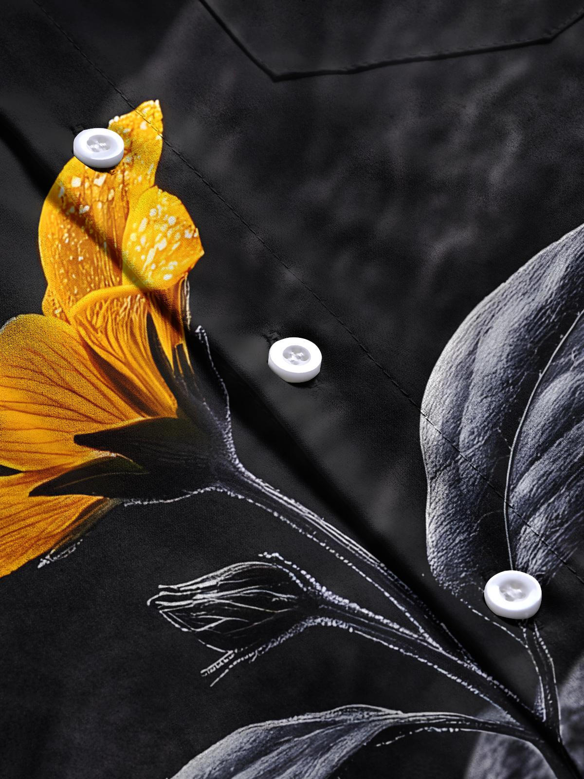 Floral Print Men's Pocket Short Sleeve Shirts