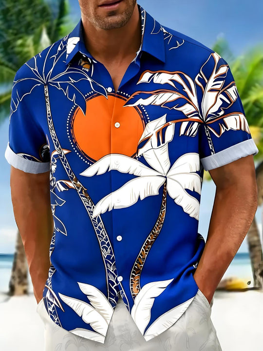 men's Hawaiian shirt front view tropical beach vacation