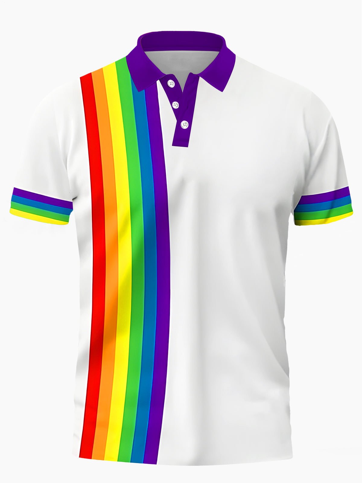 Stripe Men's Short Sleeve Button Polo Shirt