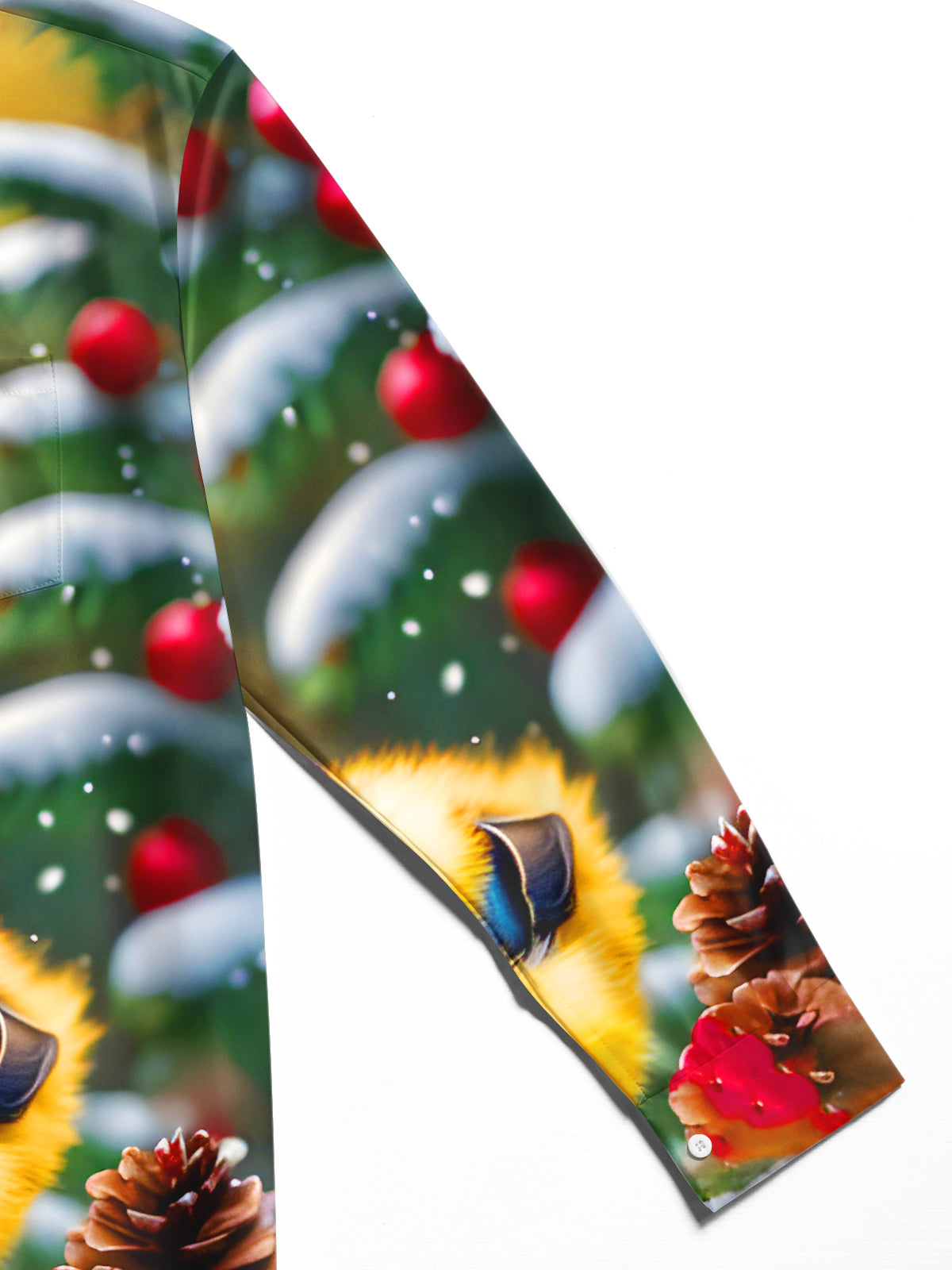 Funny Winter Snow Scene Ducks Men's Pocket Long Sleeve Shirts