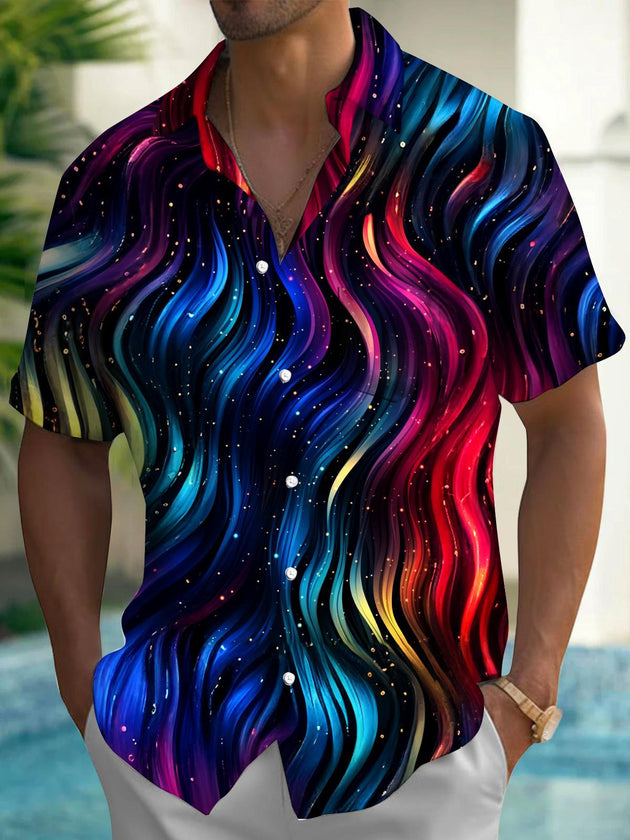 Men's Geometric Short Sleeve Pocket Shirt Front View