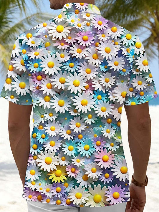 Men's floral print short sleeve shirt back view