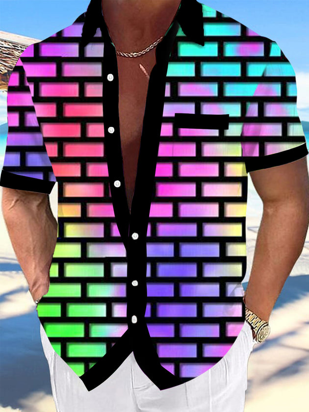 men's geometric print shirt front view