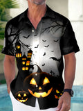 Halloween Pumpkin Men's Pocket Short Sleeve Shirts