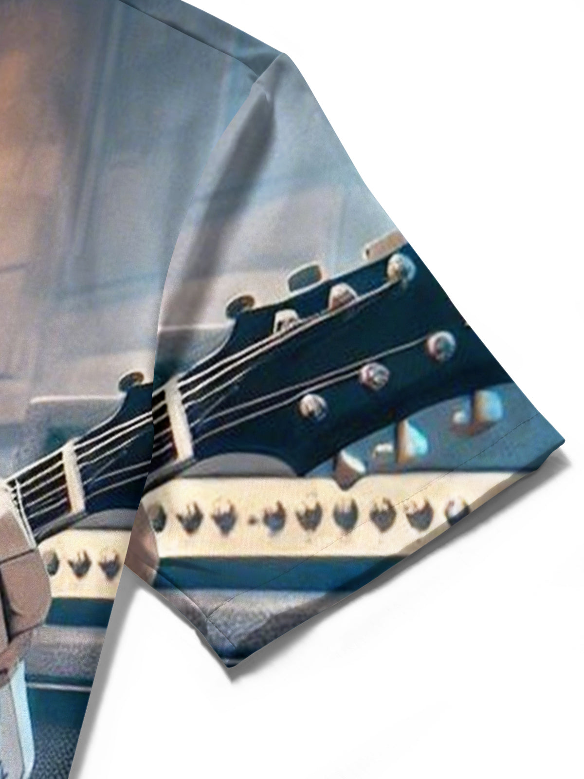 Robot Guitar Print Men's Pocket Short Sleeve Shirts