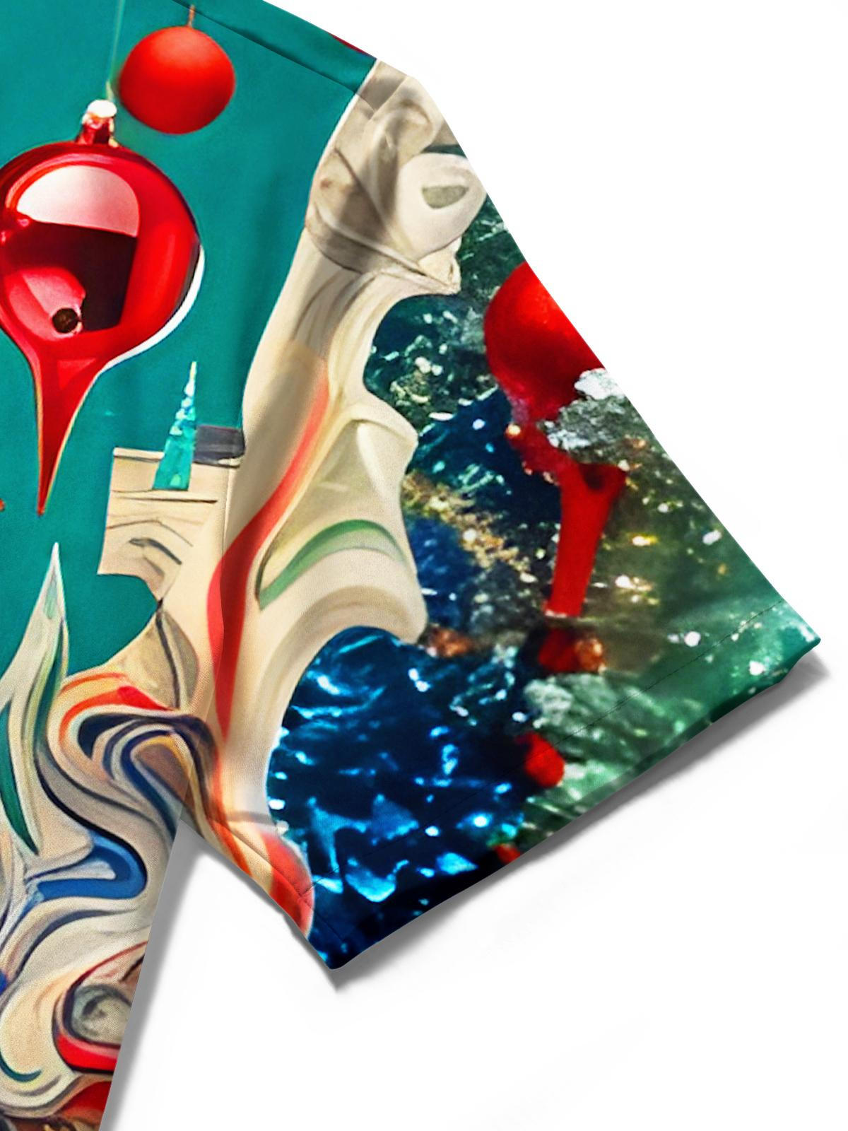 Fun Art Christmas Lights Faces Xmas Men's Pocket Short Sleeve Shirts