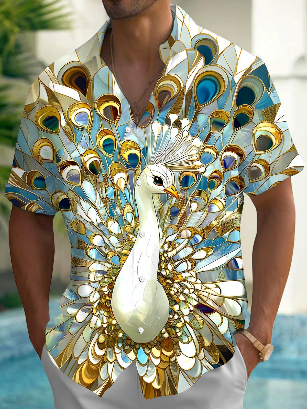 Peacock Men's Pocket Short Sleeve Shirts