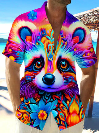 men's colorful floral shirt front view