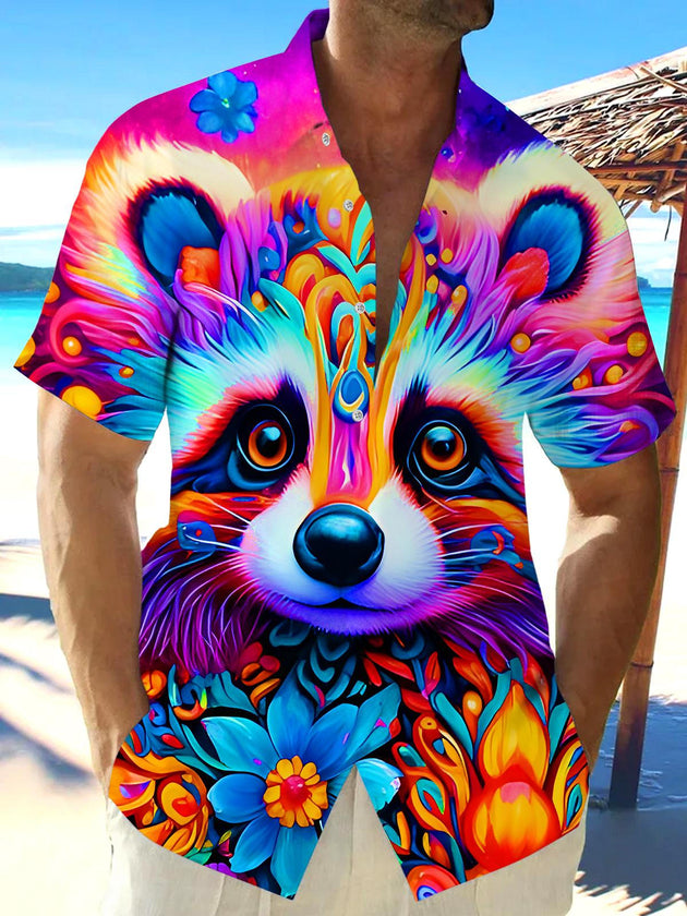 men's colorful floral shirt front view
