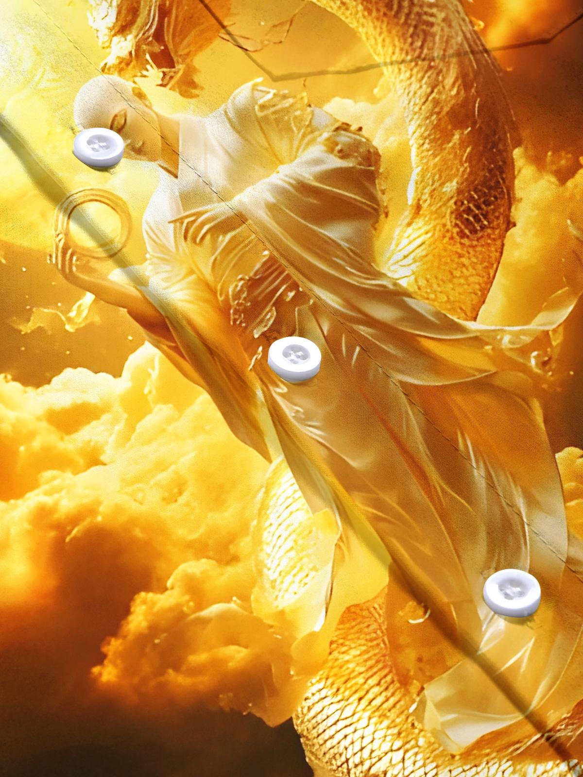 Art Gilded Dragon Auspicious Symbols Men's Pocket Short Sleeve Shirts