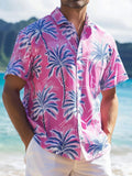 Hawaiian Botanical Print Men's Pocket Short Sleeve Shirts