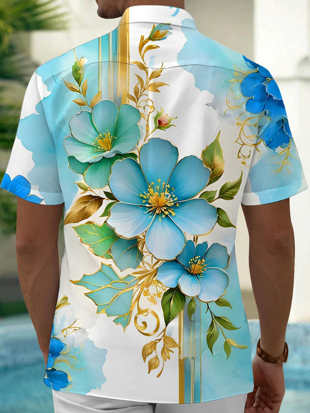 Men's side view floral half sleeve shirt