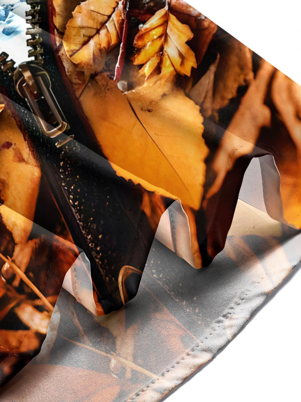 Autumn Winter Leaf Men's Pocket Short Sleeve Shirts