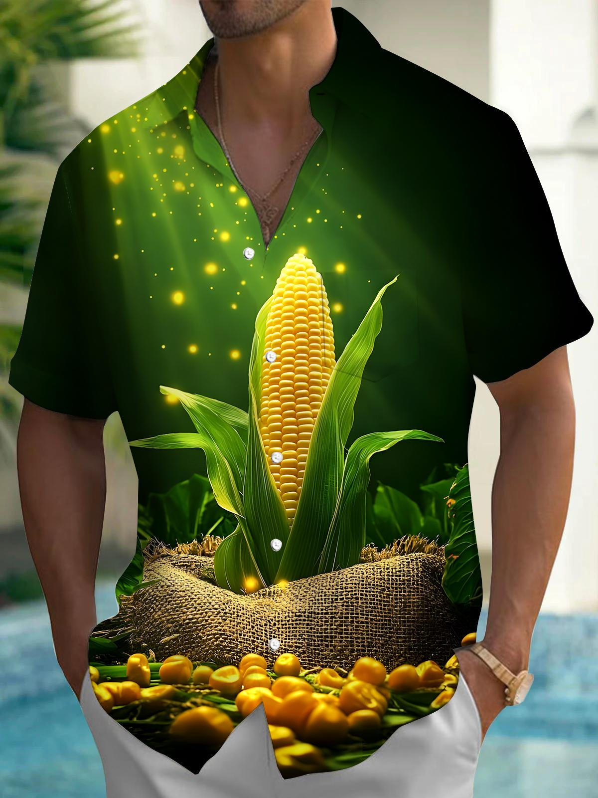 Corn Men's Pocket Short Sleeve Shirts