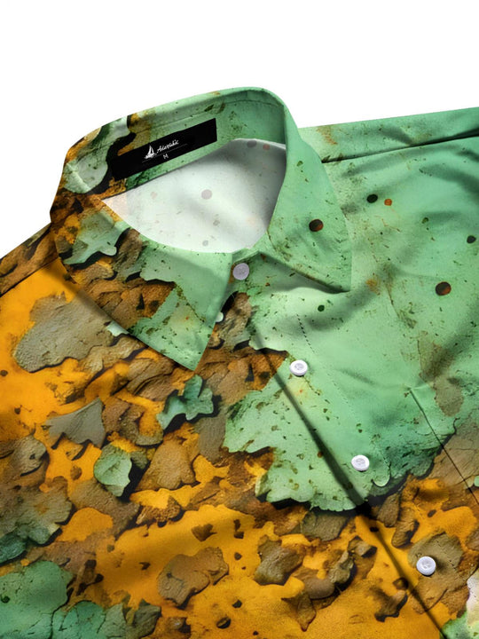 men's printed short sleeve flat lay shirt