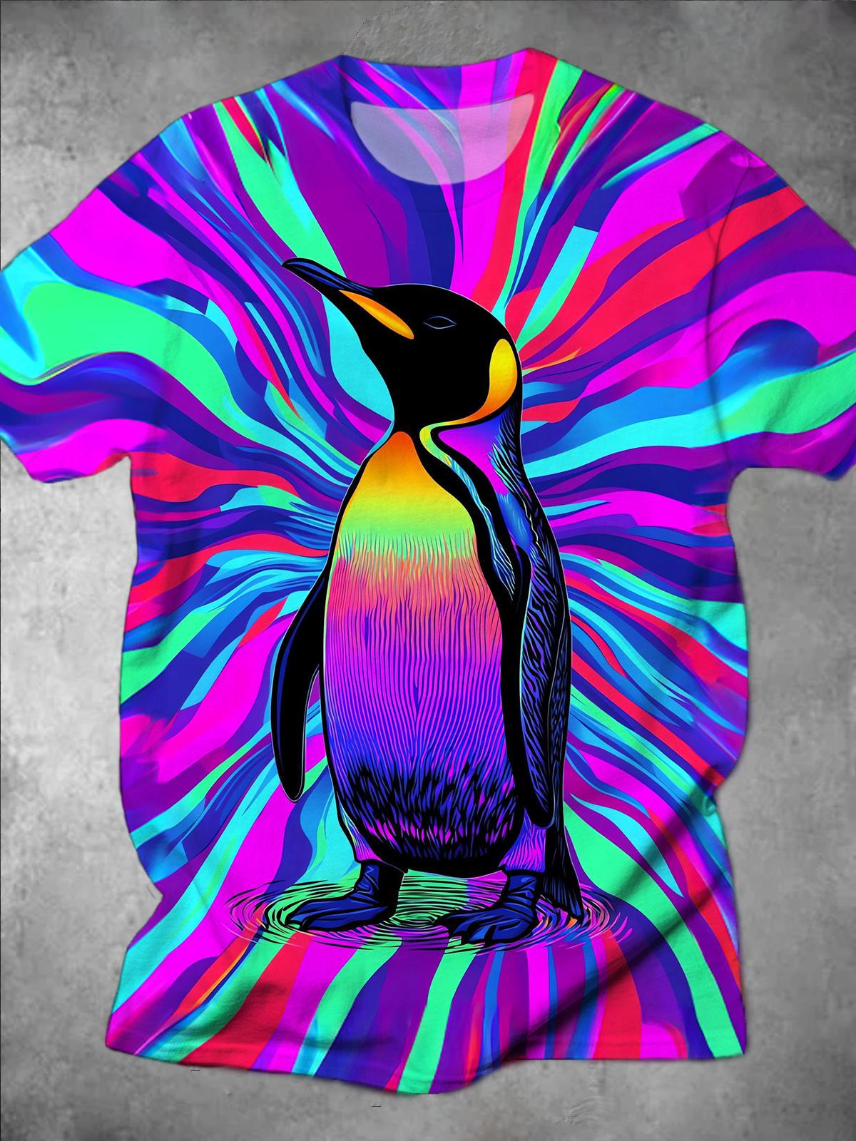 Penguin Round Neck Short Sleeve Men's T-shirt