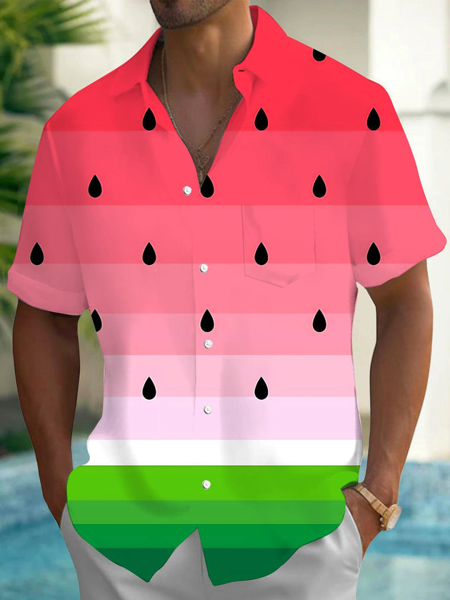 Watermelon Men's Pocket Short Sleeve Shirts