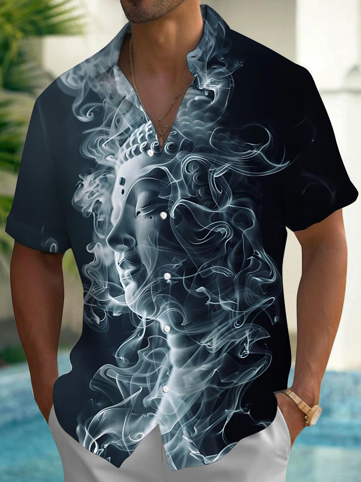 Buddha Print Men's Pocket Short Sleeve Shirts