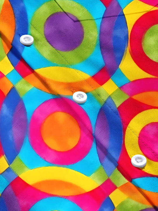 men's geometric print short sleeve flat lay shirt