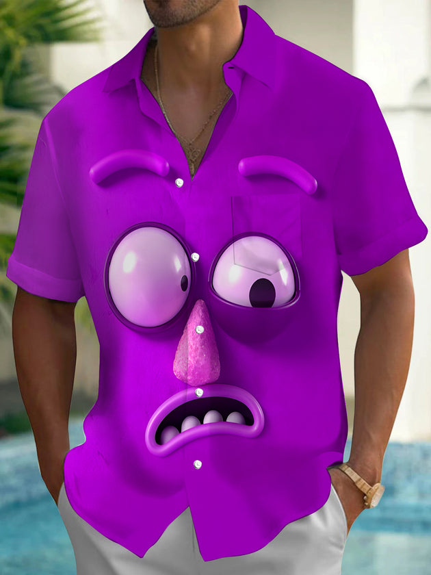 Men's funny expressions pocket short sleeve shirt front view