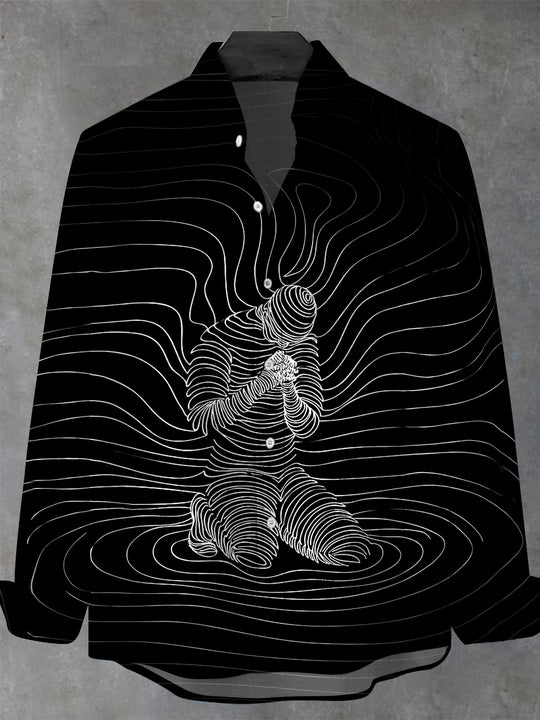 men's abstract print shirt front view