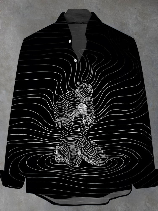 men's abstract print shirt front view