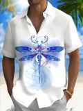 Dragonfly Print Men's Pocket Short Sleeve Shirts