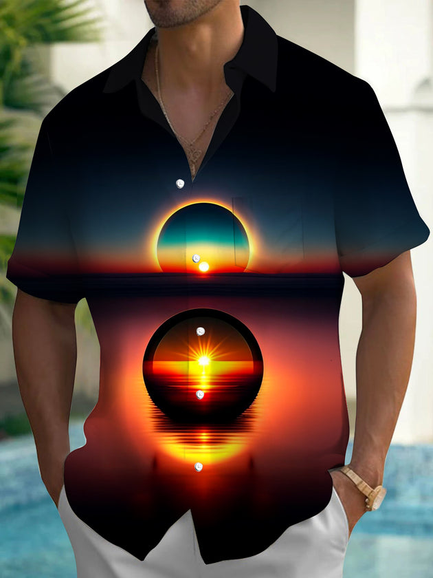 men's Hawaiian shirt front view tropical beach vacation