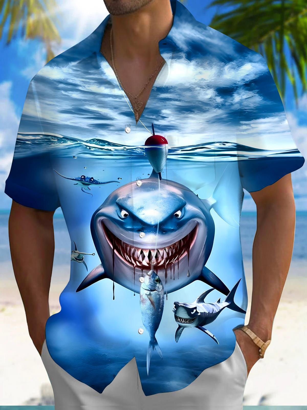 Shark Men's Pocket Short Sleeve Shirts
