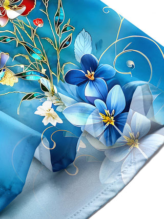 Men's tropical floral butterfly print short sleeve shirt lifestyle shot for beach vacation