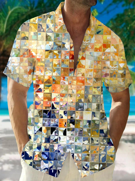 men's patterned sweater shirt front view