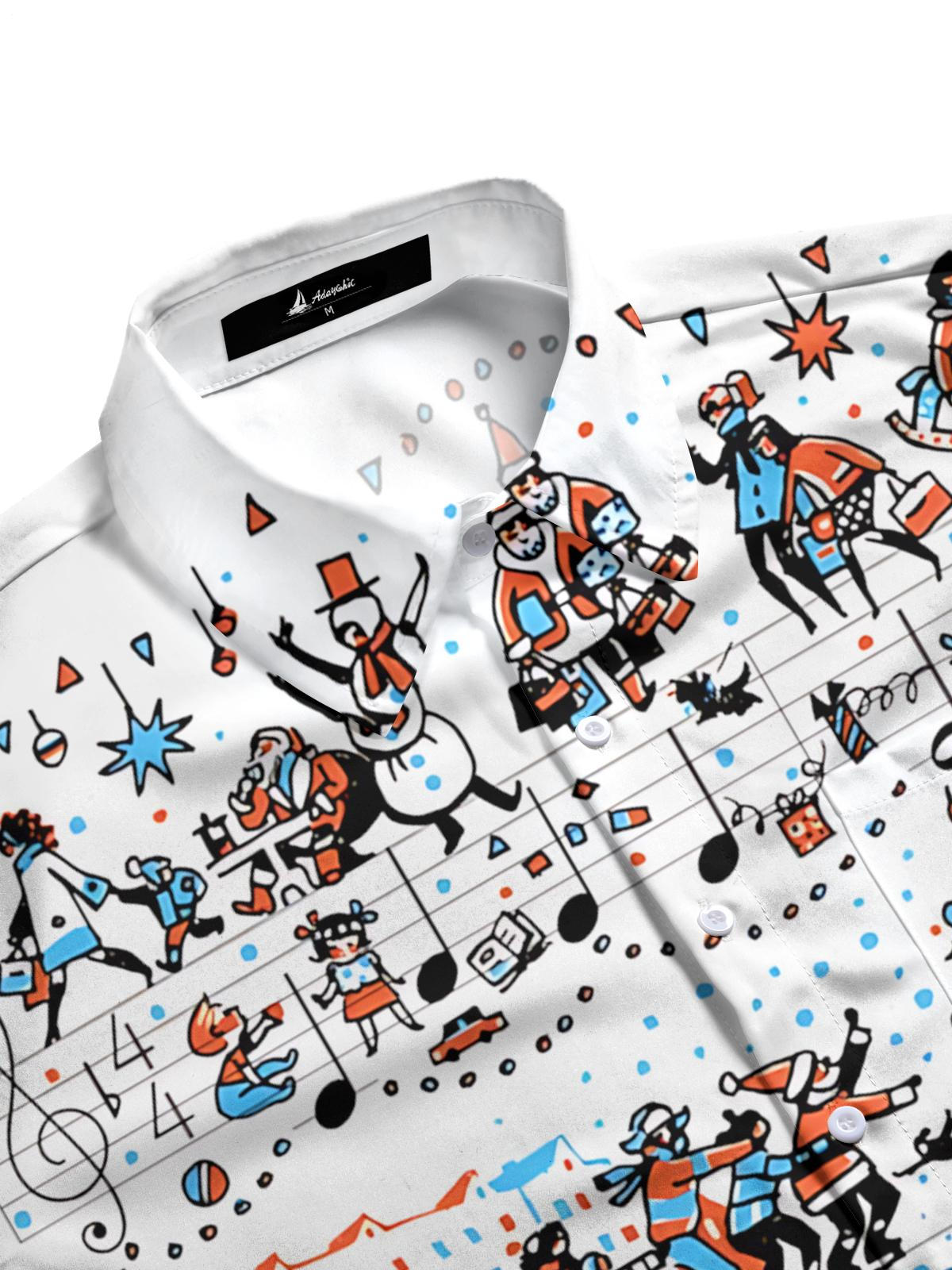 Christmas Note Fun Art Print Men's Pocket Long Sleeve Shirts