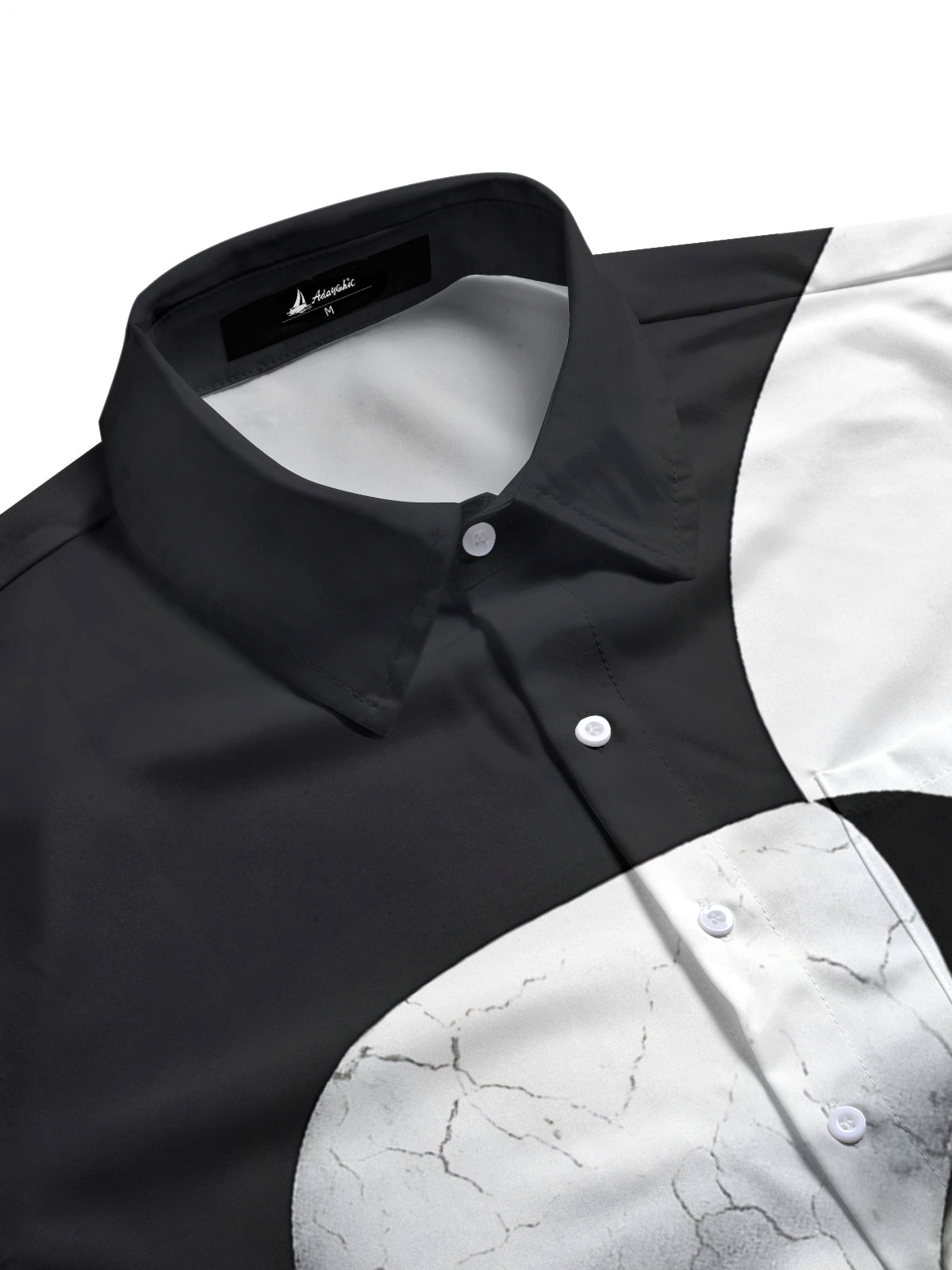 Black White Mask Print Men's Pocket Short Sleeve Shirts