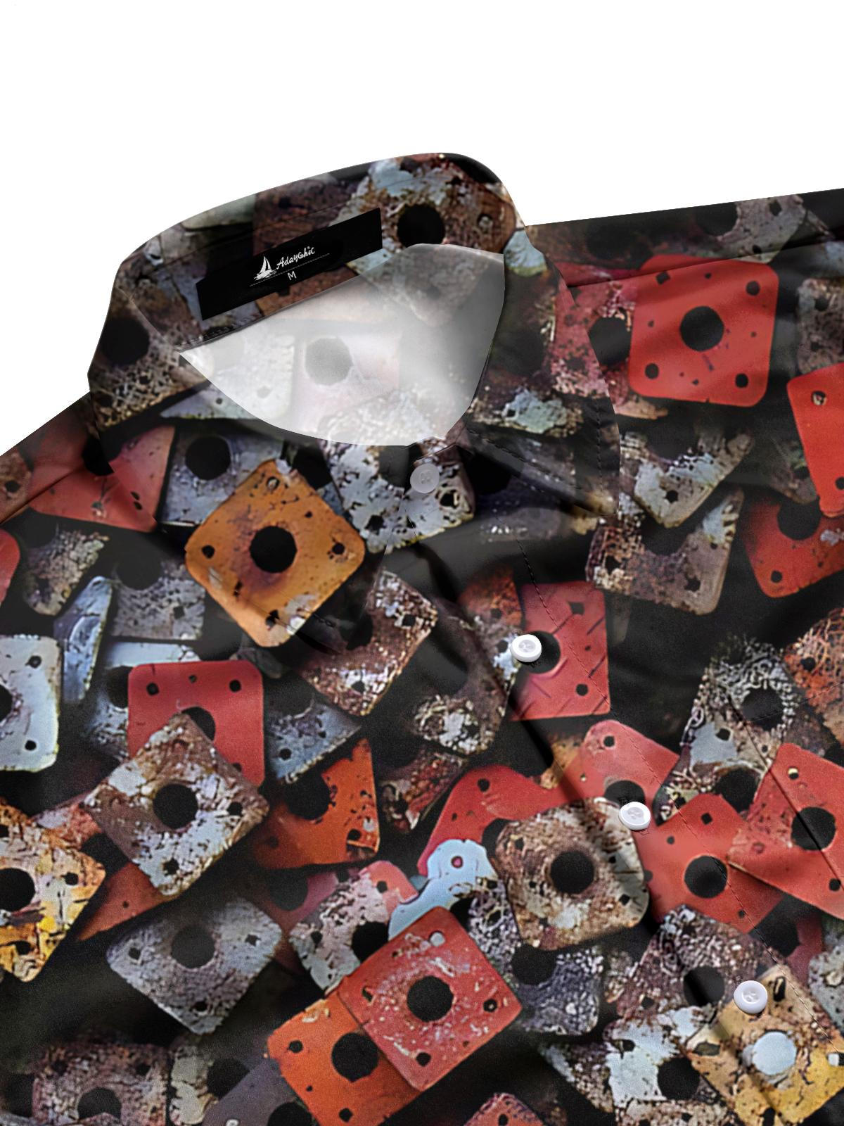 Steel Print Men's Pocket Long Sleeve Shirts