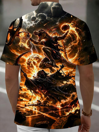 men's dino print shirt back view