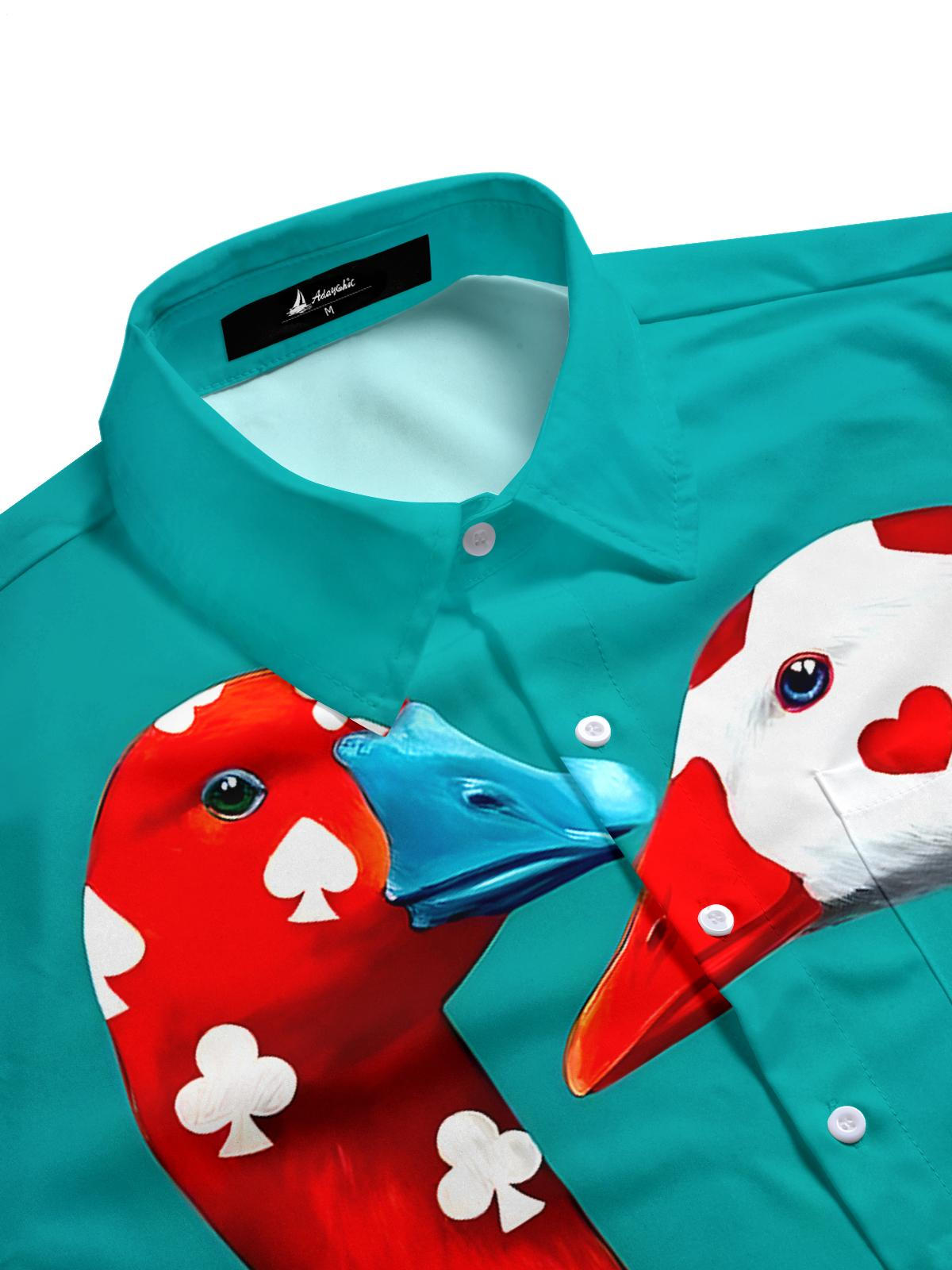 Funny Poker Goose Men's Pocket Short Sleeve Shirts