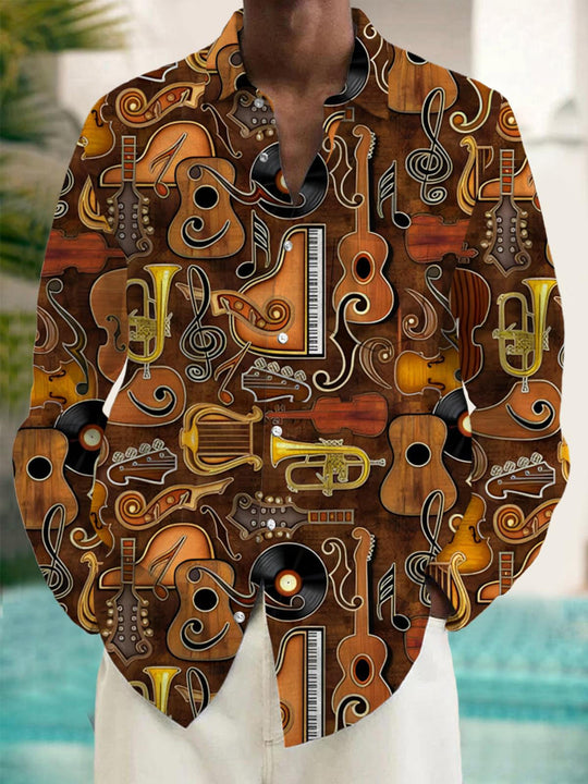 men's music print shirt front view