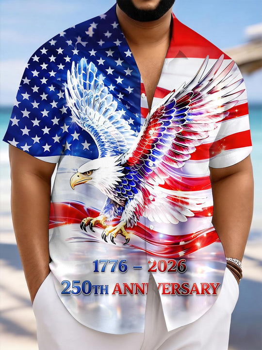 men's eagle print shirt front view Independence Day