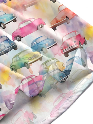 Men's car print long sleeve shirt three-quarter view outdoor