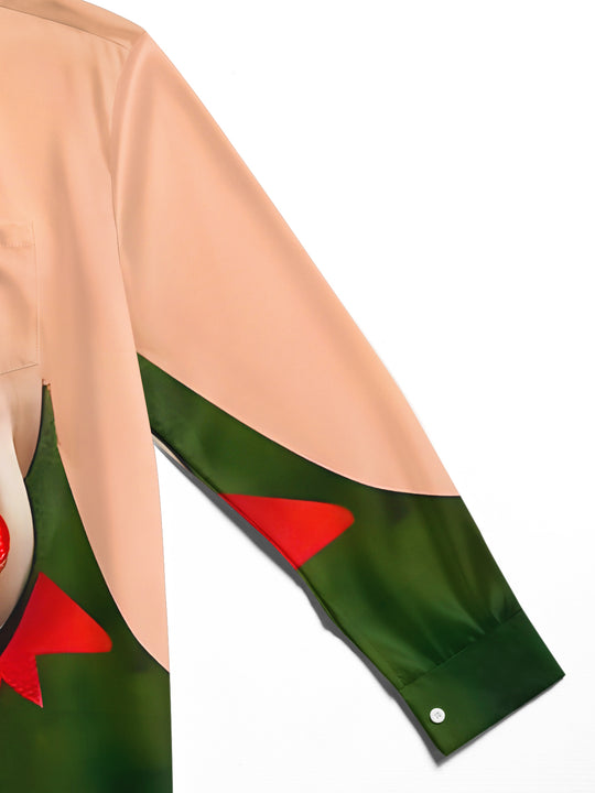 Men's Christmas pattern long sleeve shirt flat lay