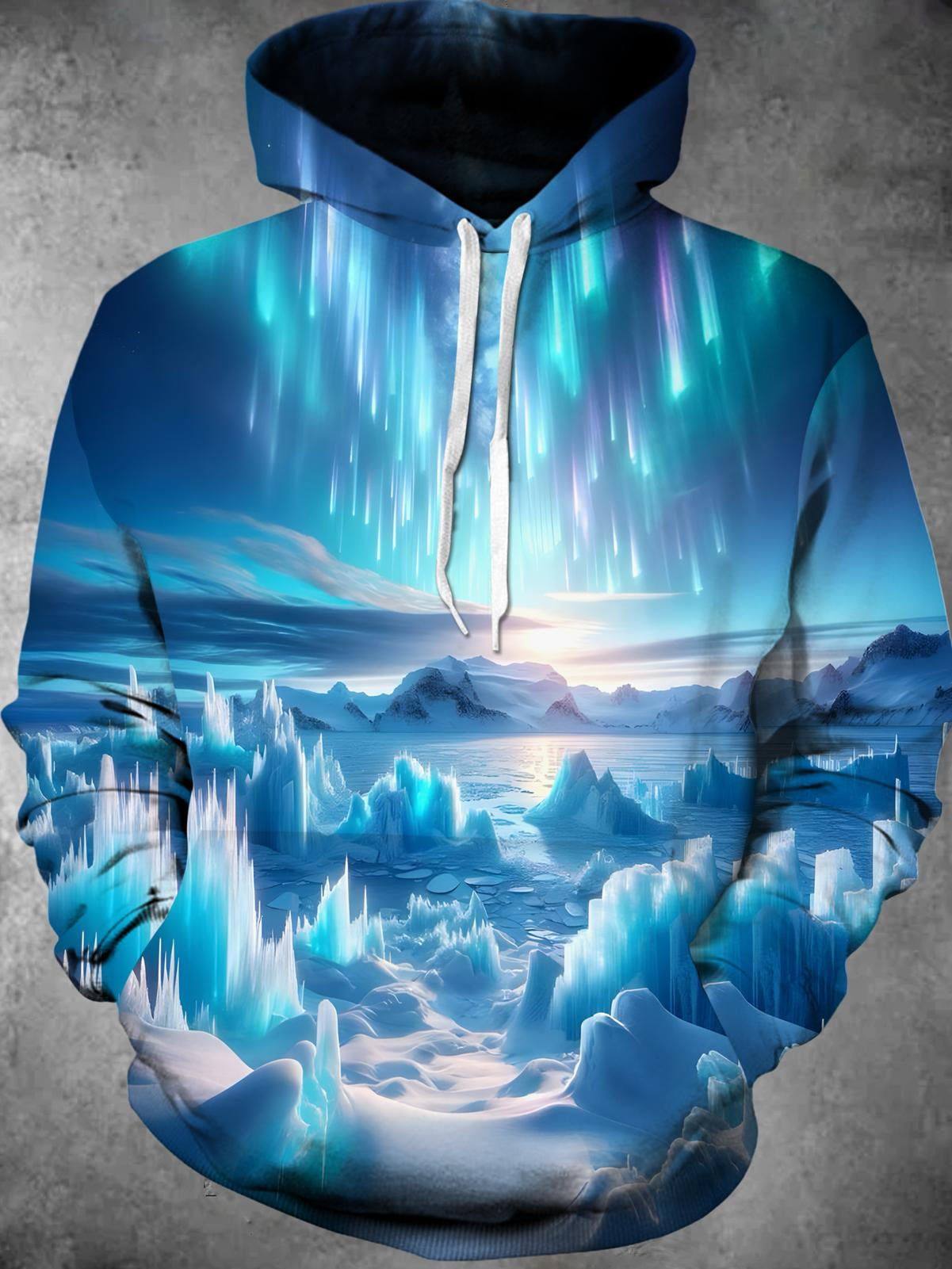 Winter Snow Scene Long Sleeve Hooded Pocket Men's Top