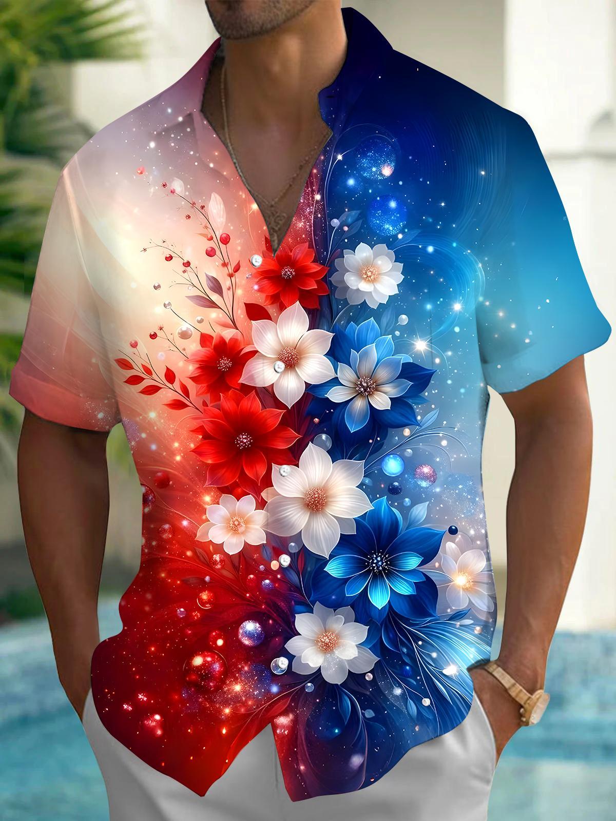 men's floral shirt front view Independence Day
