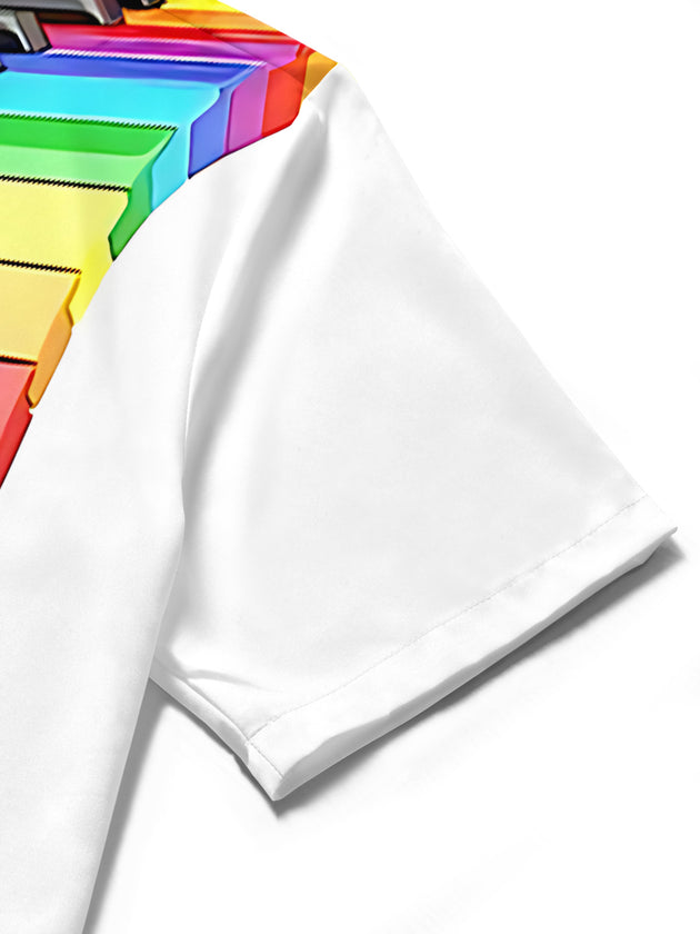 men's printed shirt close-up short sleeve