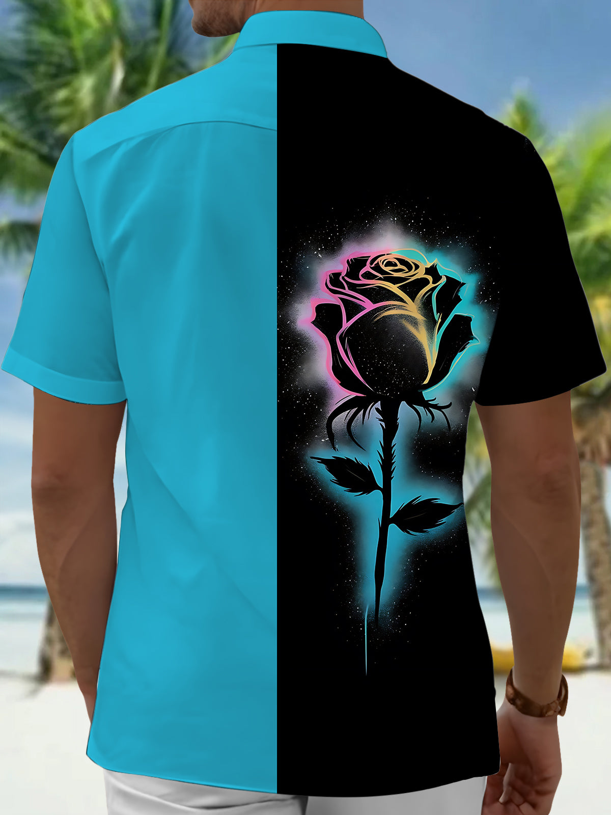 Floral Print Men's Pocket Short Sleeve Shirts